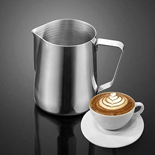  YARNOW Milk Frothing Pitcher 20oz, Stainless Steel Espresso Milk Steaming Pitcher Silver Coffee Milk Frother Jug Cup for Espresso Machine, Milk Frother, Latte Art (600ML)