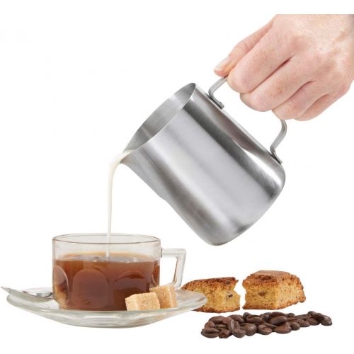  YARNOW Milk Frothing Pitcher 20oz, Stainless Steel Espresso Milk Steaming Pitcher Silver Coffee Milk Frother Jug Cup for Espresso Machine, Milk Frother, Latte Art (600ML)