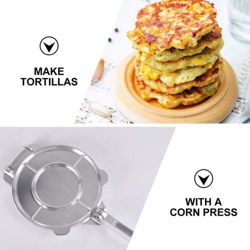  [아마존베스트]YARNOW Tortilla Press Stainless steel Flour Corn Press with Foldable Handle Duty Tortilla Press Maker Kitchen Gadget Tool 16.5cm Silver