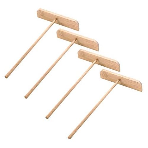  [아마존베스트]YARNOW 4PCS Wooden Crepe Spreader, T Shape Crepe Pancake Spreader Stick Bamboo Non-Stick Crepe Maker Pancake Batter Spreader Natural Home Kitchen Crepe Tool (23X13X3.5CM)