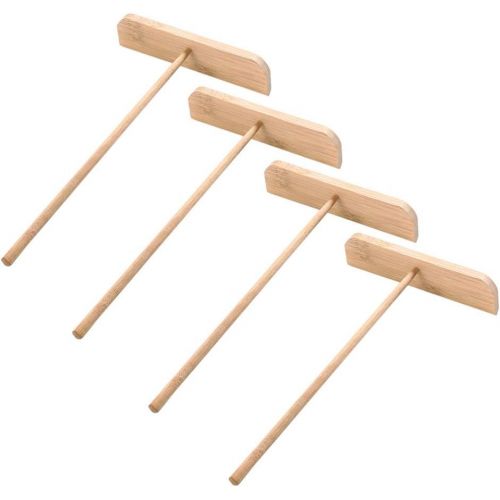  [아마존베스트]YARNOW 4PCS Wooden Crepe Spreader, T Shape Crepe Pancake Spreader Stick Bamboo Non-Stick Crepe Maker Pancake Batter Spreader Natural Home Kitchen Crepe Tool (23X13X3.5CM)