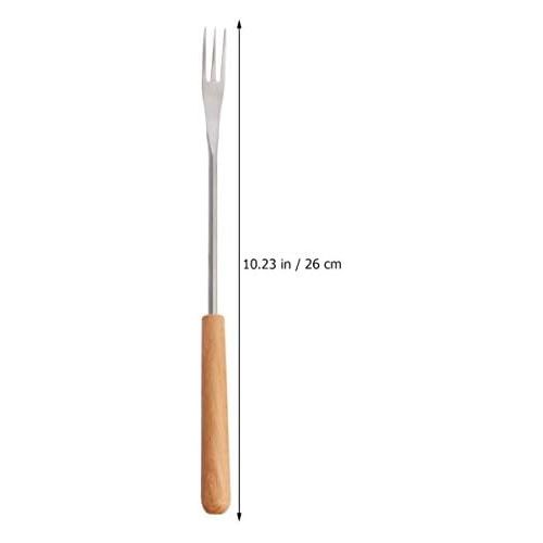  [아마존베스트]YARNOW Pack of 6 cheese fondue forks barbecue skewer forks with heat-resistant wooden handle for chocolate cheese fondue marshmallow roasting