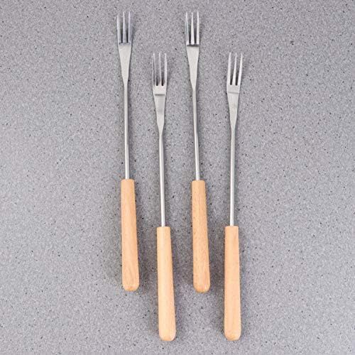  [아마존베스트]YARNOW Pack of 6 cheese fondue forks barbecue skewer forks with heat-resistant wooden handle for chocolate cheese fondue marshmallow roasting