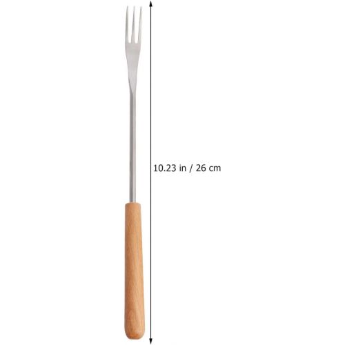  [아마존베스트]YARNOW Pack of 6 cheese fondue forks barbecue skewer forks with heat-resistant wooden handle for chocolate cheese fondue marshmallow roasting