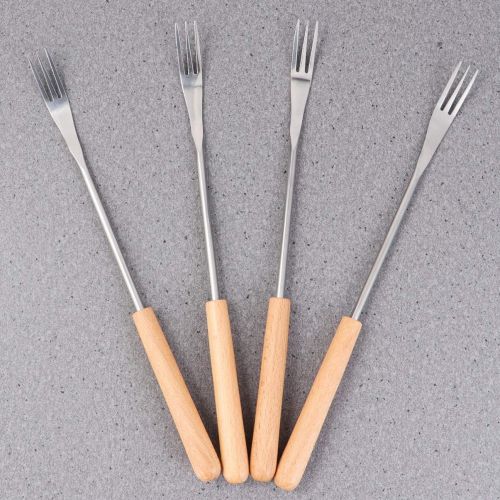  [아마존베스트]YARNOW Pack of 6 cheese fondue forks barbecue skewer forks with heat-resistant wooden handle for chocolate cheese fondue marshmallow roasting