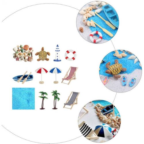  YARNOW 12 Pcs Miniature Fairy Garden Accessories Beach Style Mini Shell Boat Lifebuoy Figurines Ornaments Dollhouse Decoration Kits Set for Micro Landscape Children Toy Gift