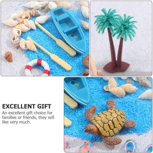  YARNOW 12 Pcs Miniature Fairy Garden Accessories Beach Style Mini Shell Boat Lifebuoy Figurines Ornaments Dollhouse Decoration Kits Set for Micro Landscape Children Toy Gift