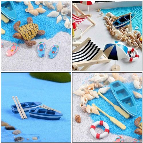  YARNOW 12 Pcs Miniature Fairy Garden Accessories Beach Style Mini Shell Boat Lifebuoy Figurines Ornaments Dollhouse Decoration Kits Set for Micro Landscape Children Toy Gift