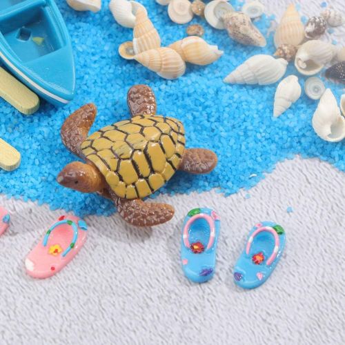  YARNOW 12 Pcs Miniature Fairy Garden Accessories Beach Style Mini Shell Boat Lifebuoy Figurines Ornaments Dollhouse Decoration Kits Set for Micro Landscape Children Toy Gift