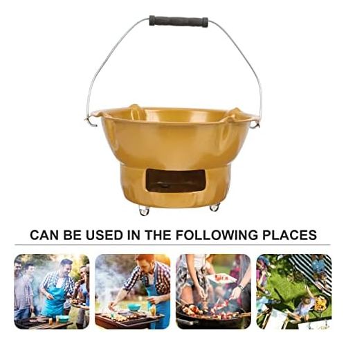  YARNOW 1 Set Outdoor Barbecue Stove Wood Burning Camp Stoves Picnic BBQ Cooker Iron Backpacking Stove for Outdoor Picnic Travel Golden