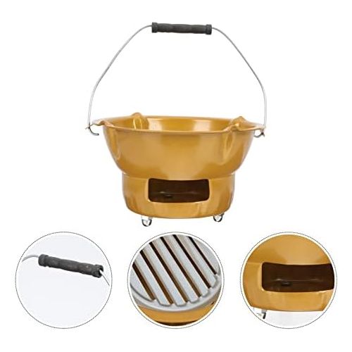 YARNOW 1 Set Outdoor Barbecue Stove Wood Burning Camp Stoves Picnic BBQ Cooker Iron Backpacking Stove for Outdoor Picnic Travel Golden