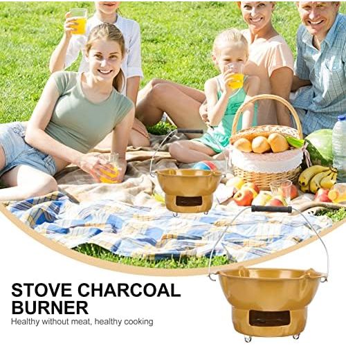  YARNOW 1 Set Outdoor Barbecue Stove Wood Burning Camp Stoves Picnic BBQ Cooker Iron Backpacking Stove for Outdoor Picnic Travel Golden