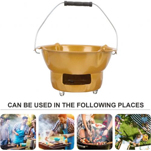  YARNOW 1 Set Outdoor Barbecue Stove Wood Burning Camp Stoves Picnic BBQ Cooker Iron Backpacking Stove for Outdoor Picnic Travel Golden