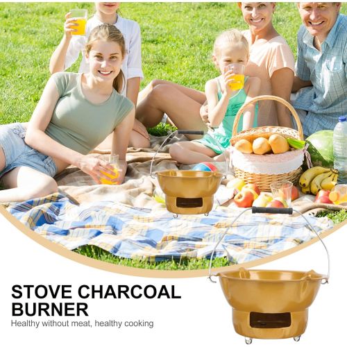  YARNOW 1 Set Outdoor Barbecue Stove Wood Burning Camp Stoves Picnic BBQ Cooker Iron Backpacking Stove for Outdoor Picnic Travel Golden