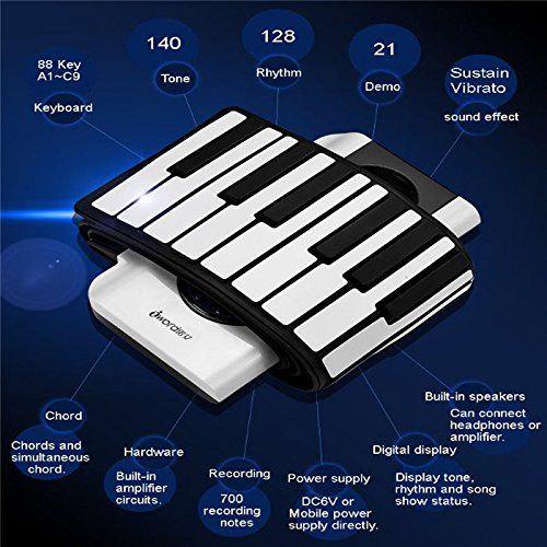  YARUIFANSEN 88 Key Professional Roll Up Electronic Keyboard Piano Flexible Piano With MIDI Keyboard For Musical Instruments Lover Gift