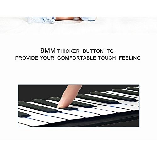  YARUIFANSEN 88 keys portable digital keyboard and sustain pedal of soft mini roll up piano