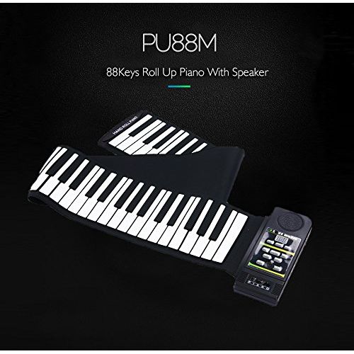  YARUIFANSEN 88 keys portable digital keyboard and sustain pedal of soft mini roll up piano