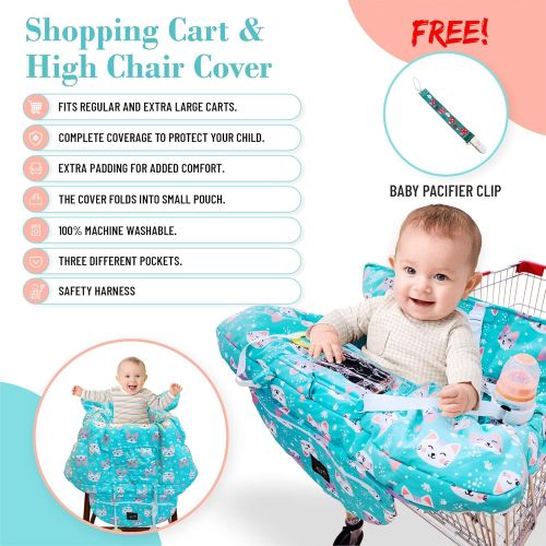  [아마존베스트]Yasmin Box Shopping Cart Covers for Baby - High Chair Cover - Thick Padded Seat Cushion - Safety...