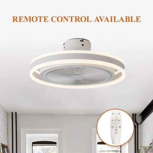  YATON Home Ceiling Fan with Light, 20 inches LED Remote Control Fully Dimmable Lighting Modes Invisible Acrylic Blades Metal Shell Semi Flush Mount Low Profile Fan with 8 Blades Smart Ce