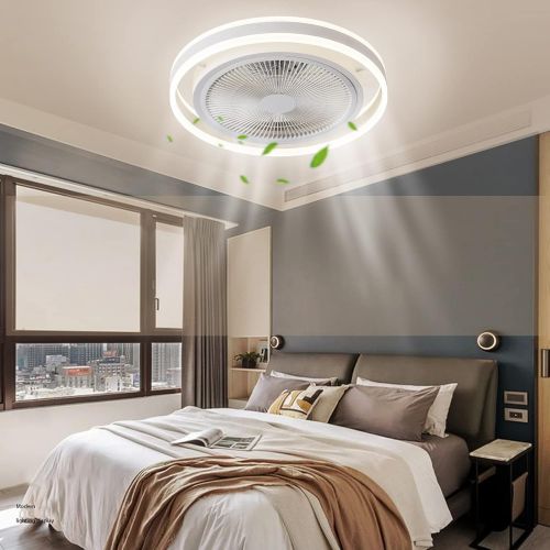  YATON Home Ceiling Fan with Light, 20 inches LED Remote Control Fully Dimmable Lighting Modes Invisible Acrylic Blades Metal Shell Semi Flush Mount Low Profile Fan with 8 Blades Smart Ce