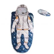 YAYIDAY Sleeping Bag Kids Toddler Nursery 100% Cotton Quilted Slumber Bag Blue Nap Mat Blanket Soft Warm Boy Spaceman Printed Sleep Sack for Travel Sleepovers