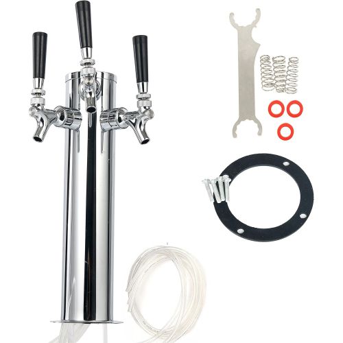  YB YaeBrew Triple Tap Faucet Stainless Steel Draft Beer Tower, 3-Inches Column - 3 Faucets