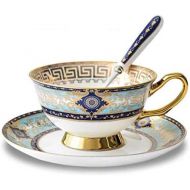 [아마존베스트]YBK Tech Euro Style Cup& Saucer Set Art Bone China Ceramic Tea Coffee Cup for Breakfast Home Kitchen