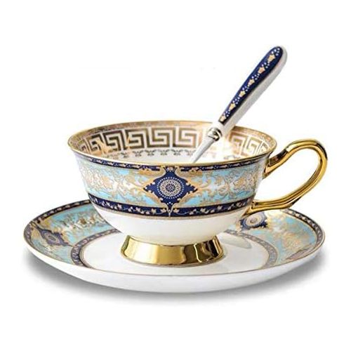  [아마존베스트]YBK Tech Euro Style Cup& Saucer Set Art Bone China Ceramic Tea Coffee Cup for Breakfast Home Kitchen