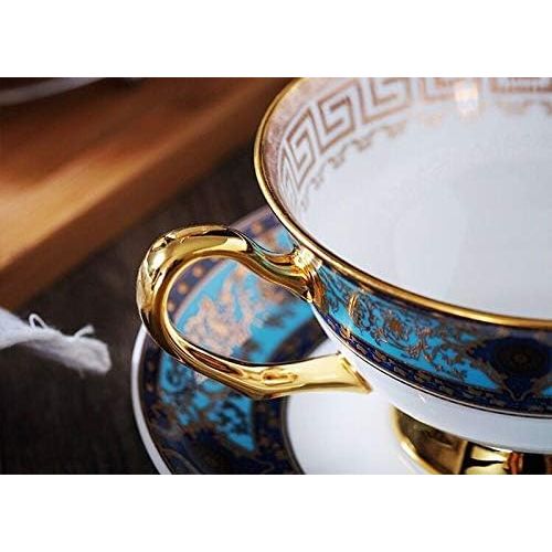  [아마존베스트]YBK Tech Euro Style Cup& Saucer Set Art Bone China Ceramic Tea Coffee Cup for Breakfast Home Kitchen