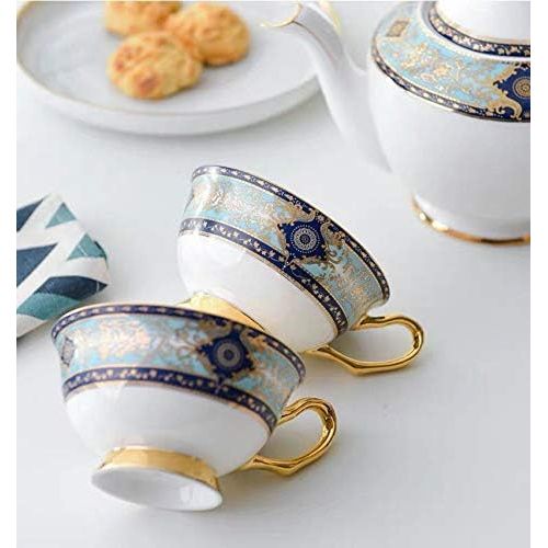  [아마존베스트]YBK Tech Euro Style Cup& Saucer Set Art Bone China Ceramic Tea Coffee Cup for Breakfast Home Kitchen