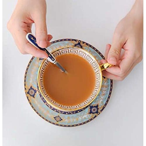  [아마존베스트]YBK Tech Euro Style Cup& Saucer Set Art Bone China Ceramic Tea Coffee Cup for Breakfast Home Kitchen