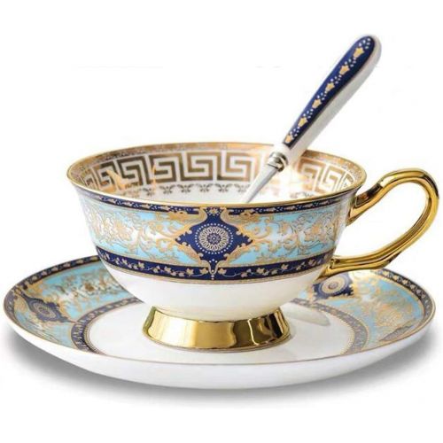  [아마존베스트]YBK Tech Euro Style Cup& Saucer Set Art Bone China Ceramic Tea Coffee Cup for Breakfast Home Kitchen