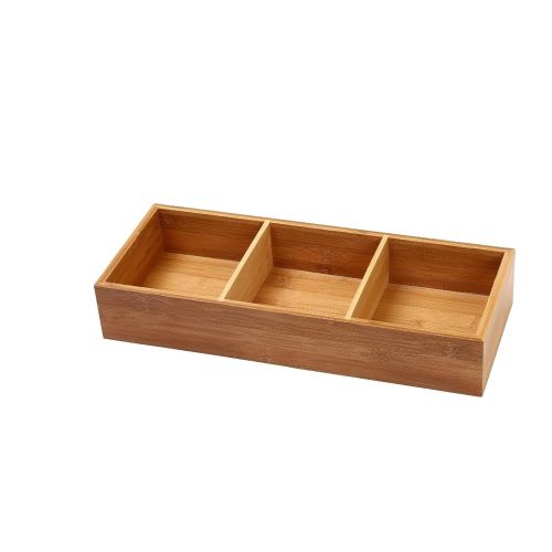  YBM HOME YBM Home & Kitchen 3-compartment Bamboo Drawer Organizer Box Size 15Lx6Wx2.5H #327