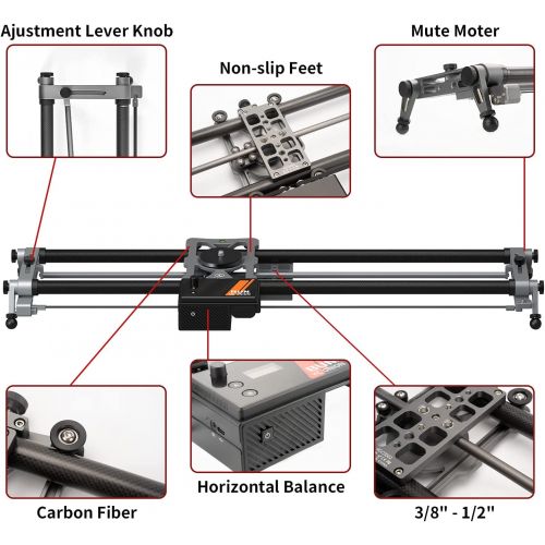  YC Onion Motorized Camera Slider 80cm/31 APP Control Carbon Fiber Loads up to 20kg/ 44.09Lb horizontals Motor Time Lapse Video Camera DSLR Video Movie Photography Camcorder Stabili