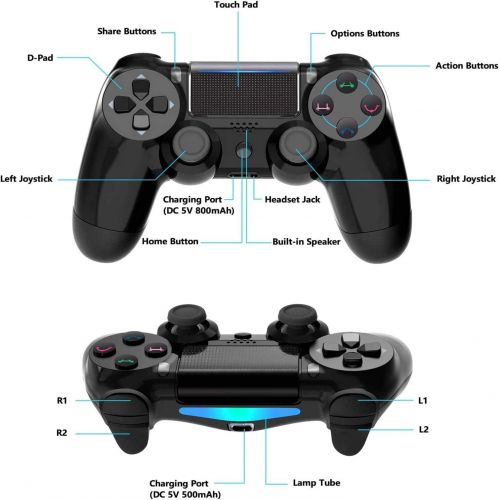  [아마존베스트]YCCSKY PS4 Controller, Playstation 4 Controller, Wireless Controller for Playstation 4 with Dual Vibration Game Joystick (Black)