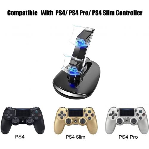  [아마존베스트]YCCTEAM PS4 Controller Charger, PS4 Pro/Playstation 4 / PS4 / PS4 Slim Controller Charger Charging Docking Station Stand.Dual USB Fast Charging Station & LED Indicator for Sony PS4 Control