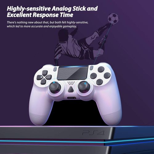  [아마존베스트]YCCTEAM Wireless Game Controller Compatible with PS4 Console/iOS 13 /Android 10 /MAC/PC (White)