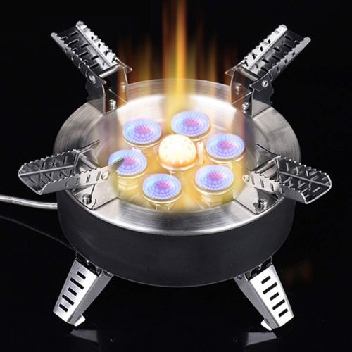  YCDJCS Outdoor Field Stove 7-Hole Burner Portable Windproof Camping Picnic Gas Stove for Backpacking Hiking Trekking BBQ with Storage Bag Camp Kitchen Backpacking & Camping Stoves,