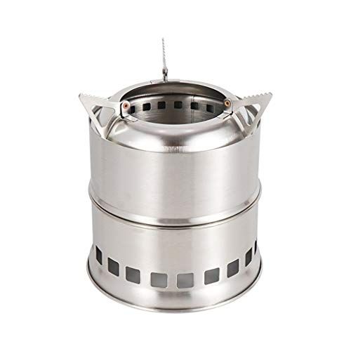  YCDJCS Camping Stove Portable Folding Lightweight Stainless Steel Stove Mini Wood Burning Stove for Outdoor Hiking Picnic BBQ with Storage Bag Camping Grills (Color : Silver, Size