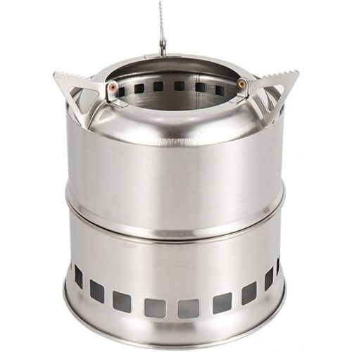  YCDJCS Camping Stove Portable Folding Lightweight Stainless Steel Stove Mini Wood Burning Stove for Outdoor Hiking Picnic BBQ with Storage Bag Camping Grills (Color : Silver, Size