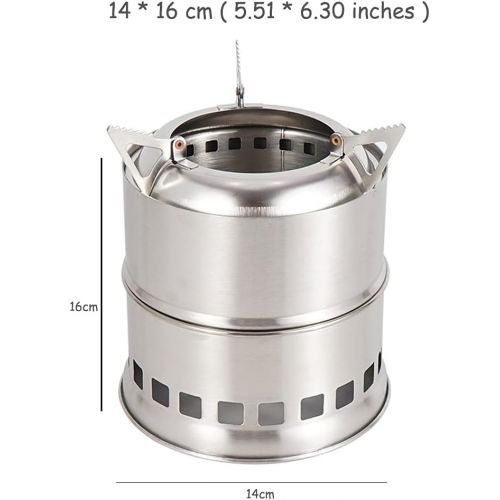  YCDJCS Camping Stove Portable Folding Lightweight Stainless Steel Stove Mini Wood Burning Stove for Outdoor Hiking Picnic BBQ with Storage Bag Camping Grills (Color : Silver, Size