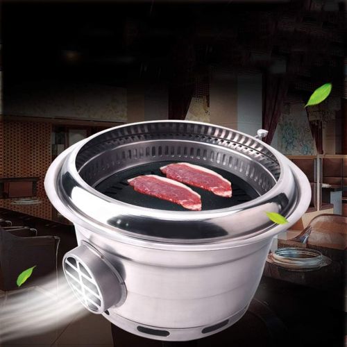  YCDJCS Barbecue Grill Commercial Charcoal Grill Stainless Steel Household Korean Charcoal Barbecue Grill Portable BBQ Grill for Picnic Garden Camping Grills (Color : Silver, Size :