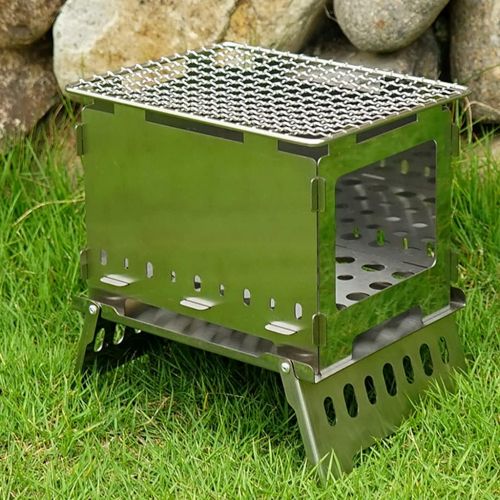  YCDJCS Outdoor Foldable Barbecue Grill Camping Windproof Portable Charcoal Firewood Lightweight Stainless Steel Barbecue Stove for Parks Beaches Wild Camping Grills