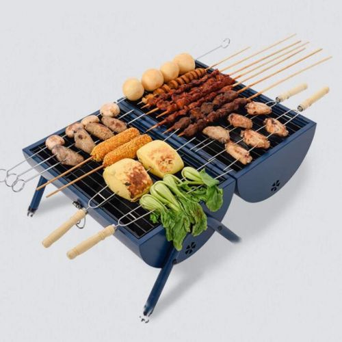  YCDJCS Charcoal Grill Household Portable Lightweight Thickened Barbecue Grill Indoor Outdoor Small Charcoal Stove for Cooking Camping Hiking Picnics Camping Grills (Color : Blue, S