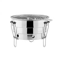 YCDJCS Stainless Steel Charcoal BBQ Grill Mini BBQ Grill Folding Barbecue Stove Portable Round Barbecue Stove for Outdoor Picnic Camping Hiking Patio Camping Grills (Color : Silver