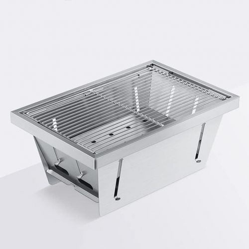  YCDJCS Barbecue Grill Household Charcoal Grill Outdoor Folding Portable Barbecue Tool Stainless Steel Barbecue Stove with Storage Bag Camping Grills (Color : Silver, Size : 32.521.
