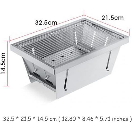  YCDJCS Barbecue Grill Household Charcoal Grill Outdoor Folding Portable Barbecue Tool Stainless Steel Barbecue Stove with Storage Bag Camping Grills (Color : Silver, Size : 32.521.