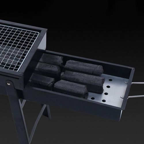  YCDJCS Portable Foldable Outdoor Independent Barbecue Grill Charcoal BBQ Set Folding Rack Smoker Grill for Cooking Camping Picnic Garden Party Camping Grills (Color : Black, Size :