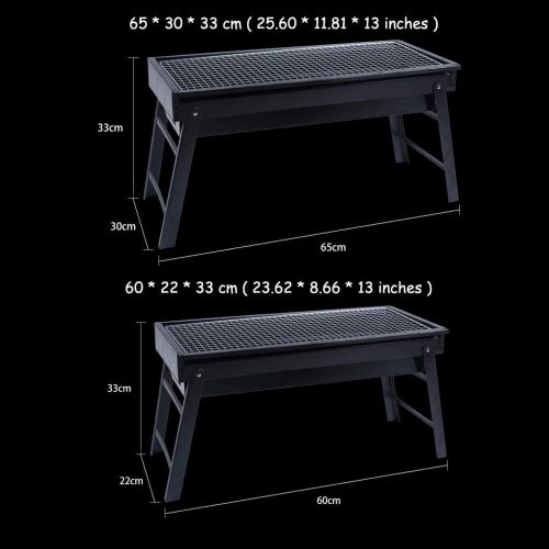  YCDJCS Portable Foldable Outdoor Independent Barbecue Grill Charcoal BBQ Set Folding Rack Smoker Grill for Cooking Camping Picnic Garden Party Camping Grills (Color : Black, Size :