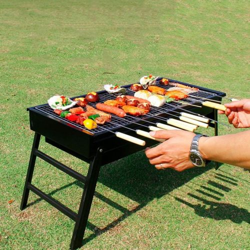  YCDJCS Portable Foldable Outdoor Independent Barbecue Grill Charcoal BBQ Set Folding Rack Smoker Grill for Cooking Camping Picnic Garden Party Camping Grills (Color : Black, Size :